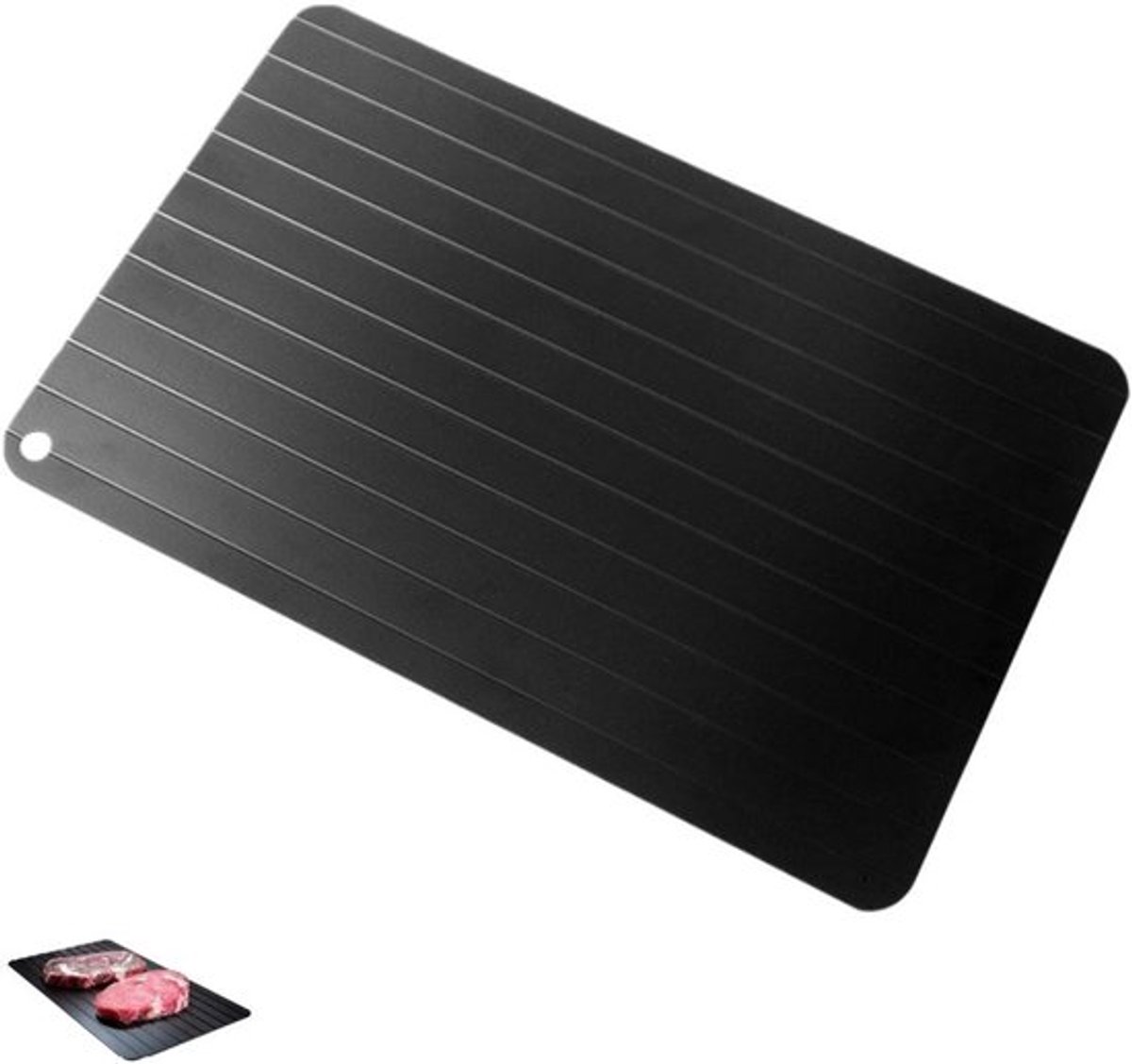 Vleesontdooiplaat - Snelontdooiplaat voor voedsel - Snelontdooiplaat - Master vleesontdooiplaat - Geen magnetron/elektriciteit - 35.5×20.8×0.2cm - zwart