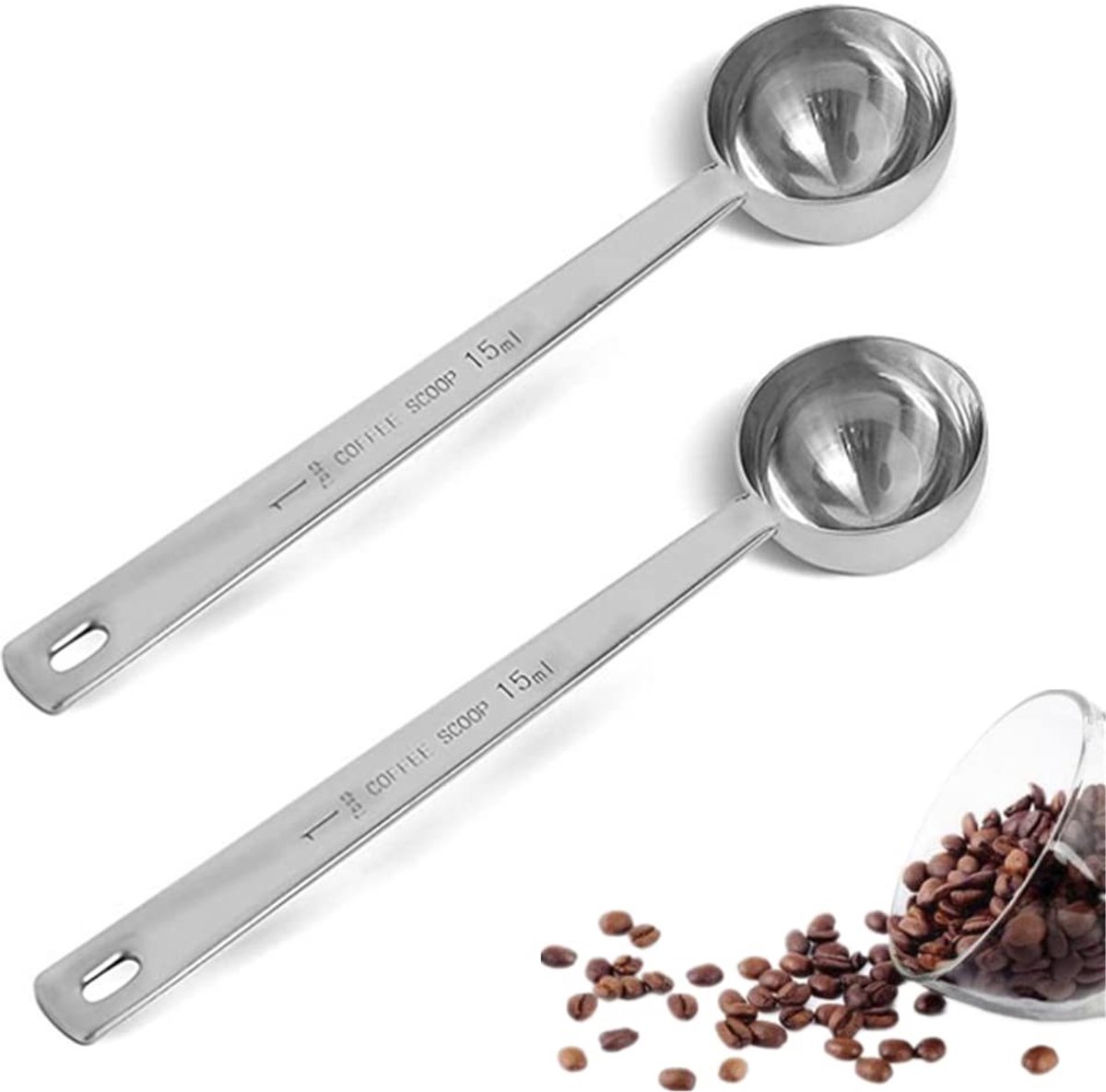 Dailygoods - Dailygoody - Koffiemaatlepel - Roestvrijstalen koffielepel - Duurzaam en veilig - Rood - Koffieschep 15 ml - Geschikt voor koffiepoeder - Koffie