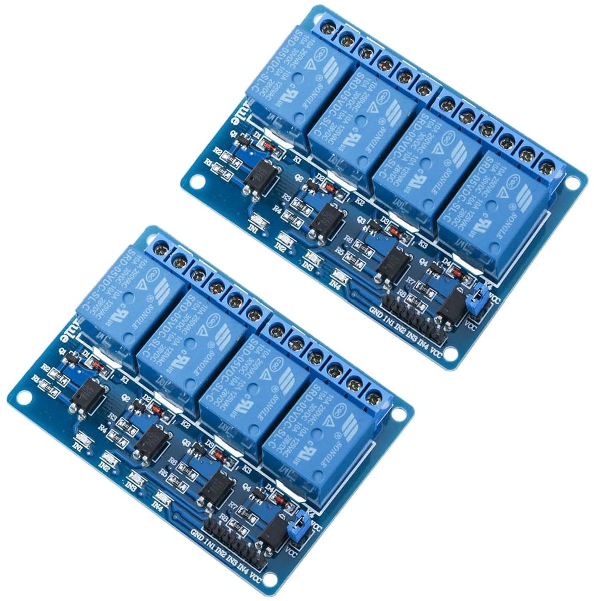 Dailygoods - Dailygoody - 4-kanaals Relaismodule - Optokoppeling - Betrouwbaar Schakelen - Blauw - Raspberry Pi & Arduino - Ideaal voor Automatisering