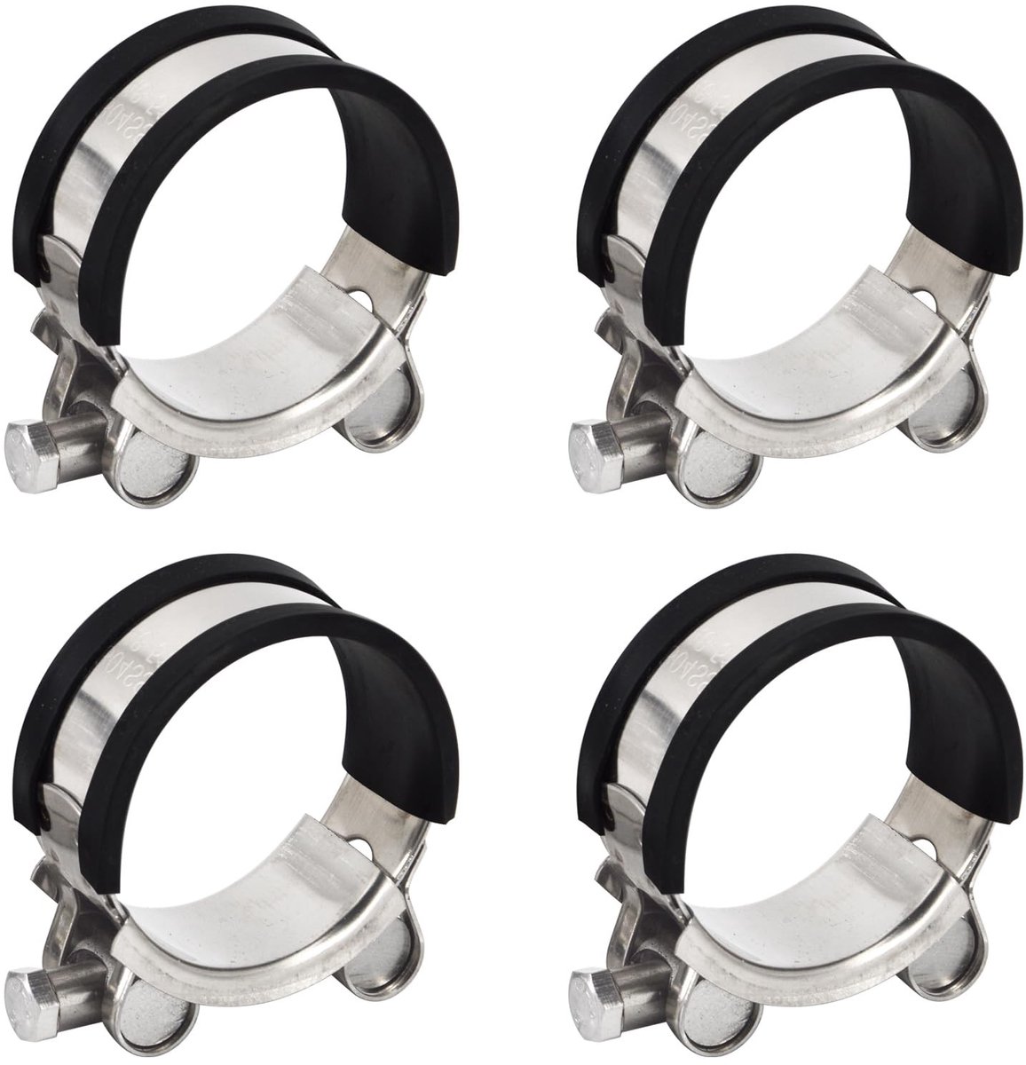 Dailygoods - Roestvrijstalen T-bout Slangklemmen met Rubber 29-31 mm (4 Stuks)