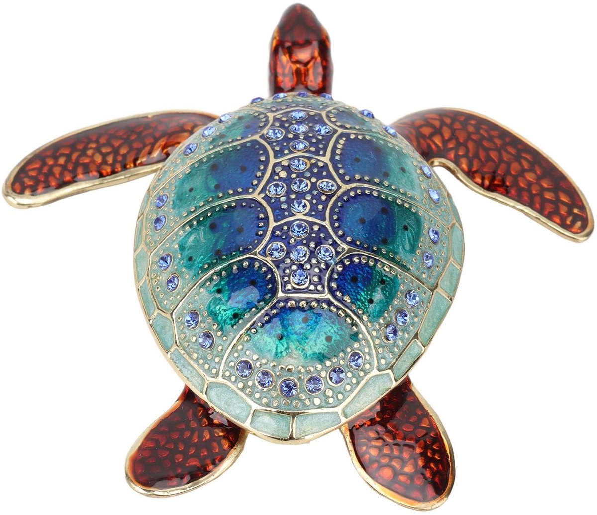 Dailygoody - Handgemaakte Sieradendoos - Antiek Houten Juwelendoos - Glanzende Schildpad Ornamenten - Decoratief en Functioneel - Geschenken voor Dame...