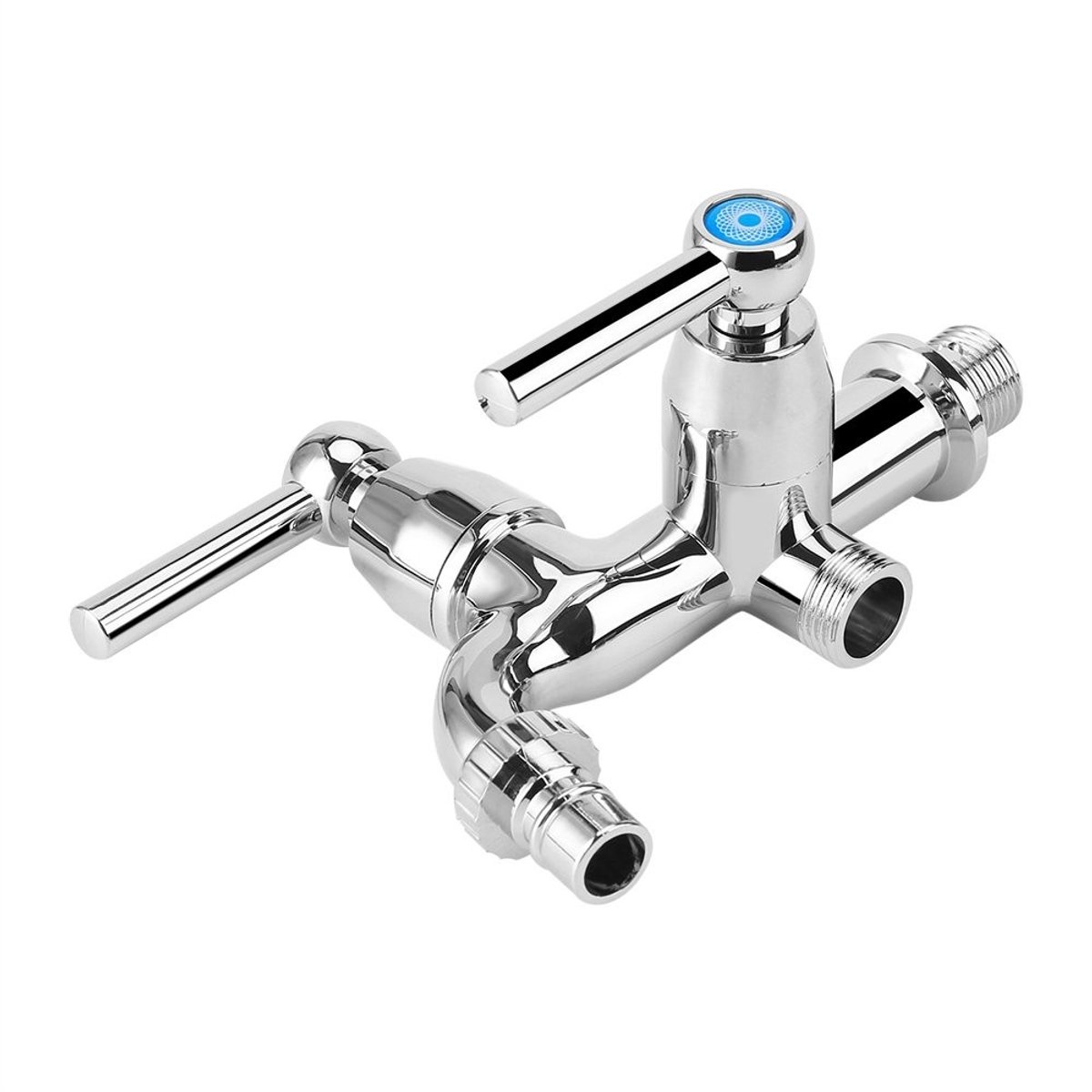 Dailygoods - Dailygoody - Waterkraan Dubbele Niveau Mixer - Multifunctionele Koelkraan - Verchroomd - Geschikt voor Gootsteen en Badkamer - Handige Dubbele Uitloop