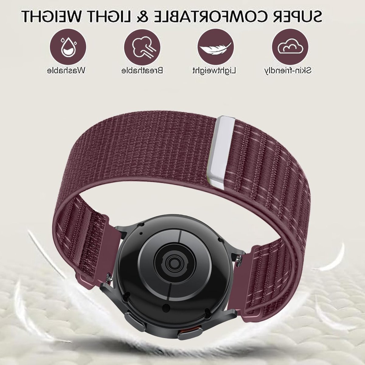 Nylon horlogeband 20mm voor sportieve smartwatch - Compatibel met Galaxy Watch 7, 6, 5, 4 en Active 2, duurzame vervangband voor heren en dames