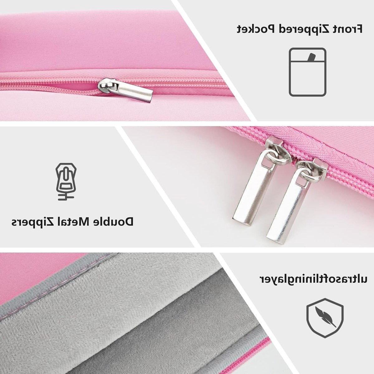 Laptop Sleeve 16 inch - Beschermende Tas voor MacBook Pro, Lenovo en Chromebook - Roze Cover voor Notebook 2019-2024