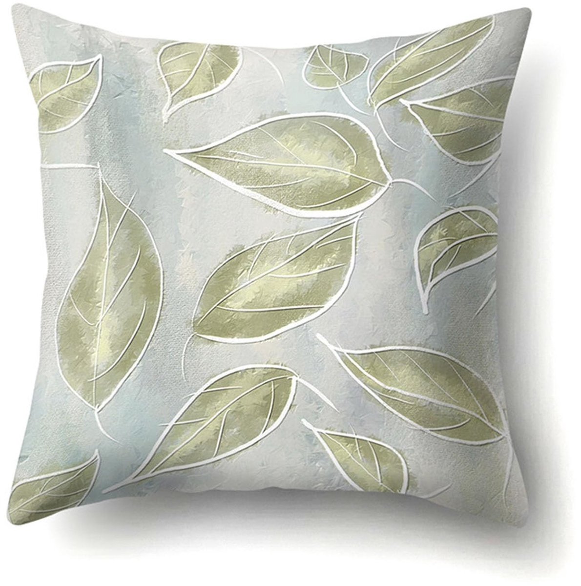 Dailygoody - Kussenslopen - Decoratieve Kussenhoes - Aquarel Bladeren - 45 x 45 cm - Voor Buiten en Slaapkamer - Groen