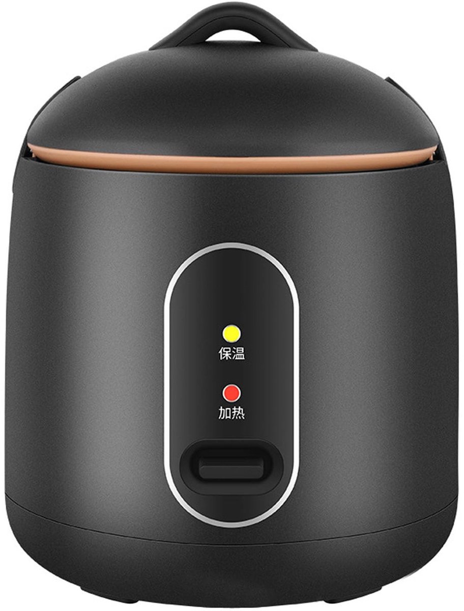 Dailygoods - Dailygoody - Compacte Rijstkoker - Mini Rijstkoker - Efficiënt Koken - Zwart - Rijstkoker met Stoommandje - Ideaal voor Thuis - 1,2 Liter