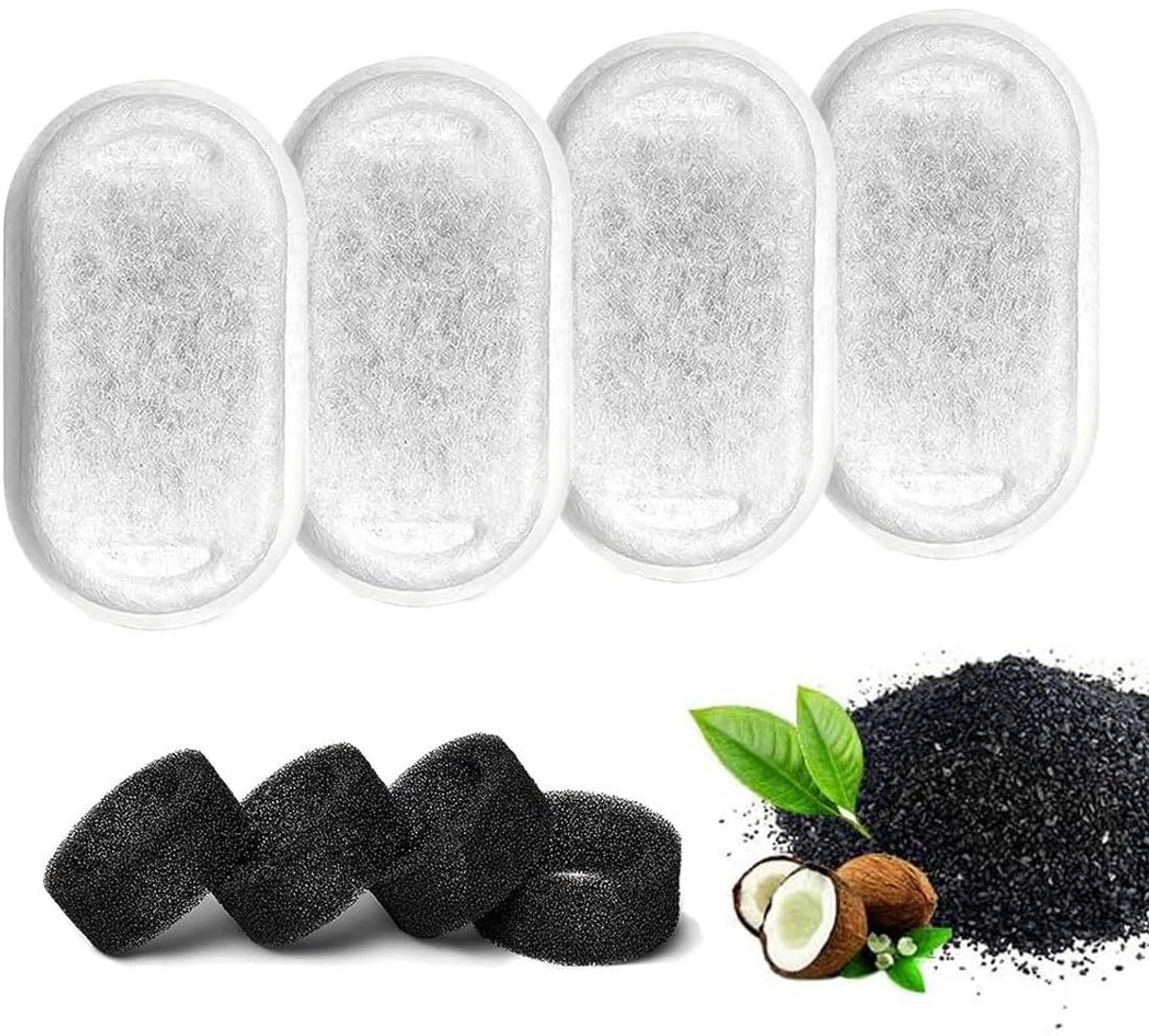 Dailygoods - Dailygoody - Koolfilters voor kattenfonteinen - Actieve koolfilter set - 4 stuks - Vervangingsfilters voor katten - Geschikt voor meeste waterfonteinen