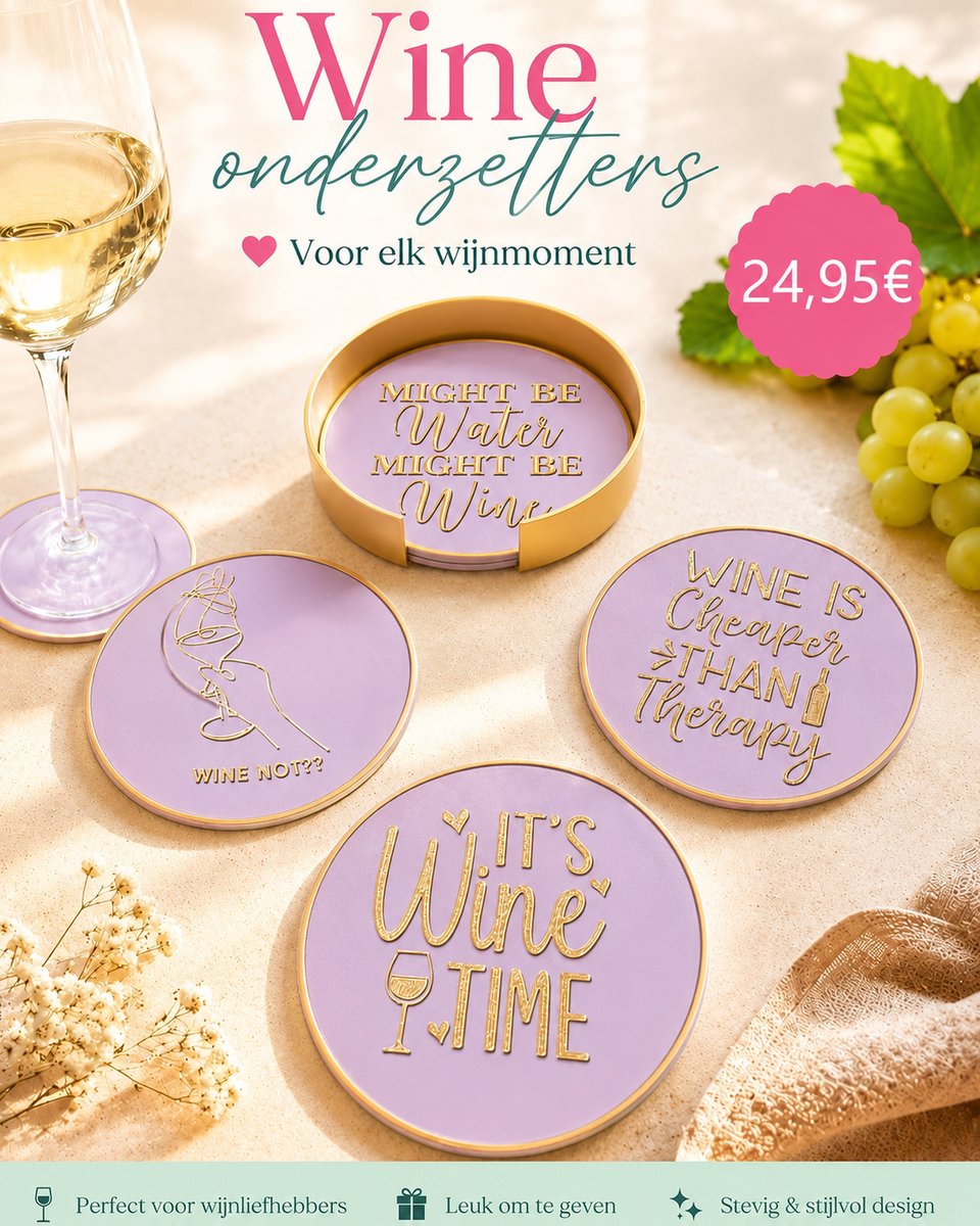 winecoaster wijnonderzetter wijn lila/goud