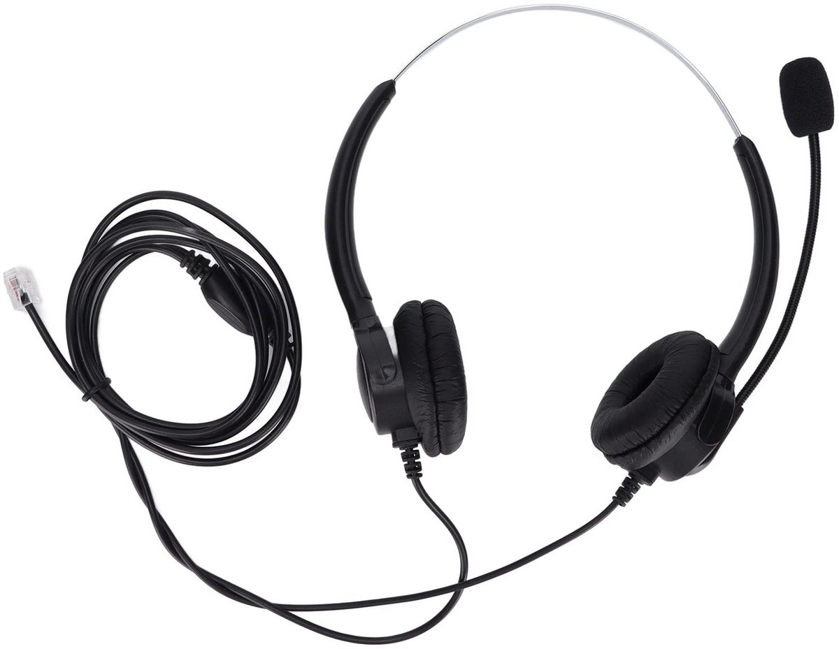 Dailygoods - Dailygoody - USB-headsets met Microfoon - RJ9 Bedrade Telefoonhoofdtelefoon - Ruisonderdrukking - Geschikt voor Callcenter - Binauraal - Ideaal voor K