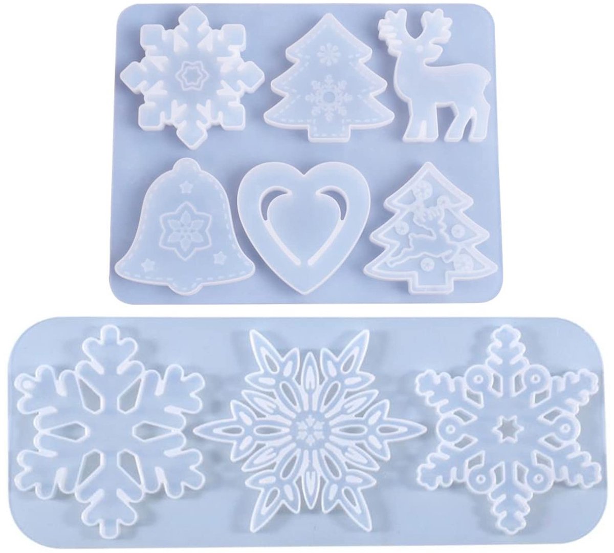 Dailygoods - Dailygoody - Kerstmis thema siliconen vorm - Sneeuwvlok en kerstboom mallen - Wit - DIY bakvormen - Perfect voor kersttafel decoraties