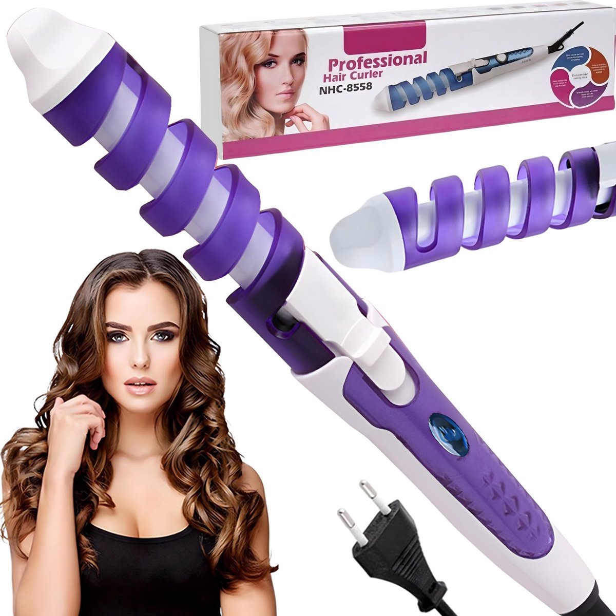 Dailygoods - Dailygoody - Krultang - Keramische Kruller - Professionele Kwaliteit - Violet - Antistatische Technologie - Geschikt voor Alle Haartypes - E321