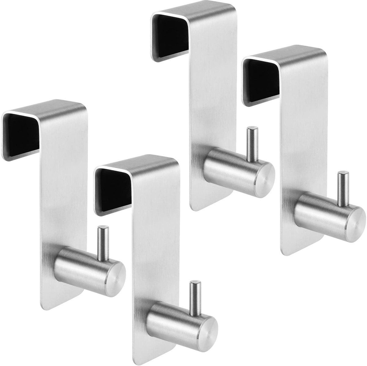 Dailygoods - Dailygoody - Deurhaken - Kledinghaken zonder boren - Roestvrij staal - Zilver - Deurgarderobe voor handdoeken - Geschikt voor binnendeuren