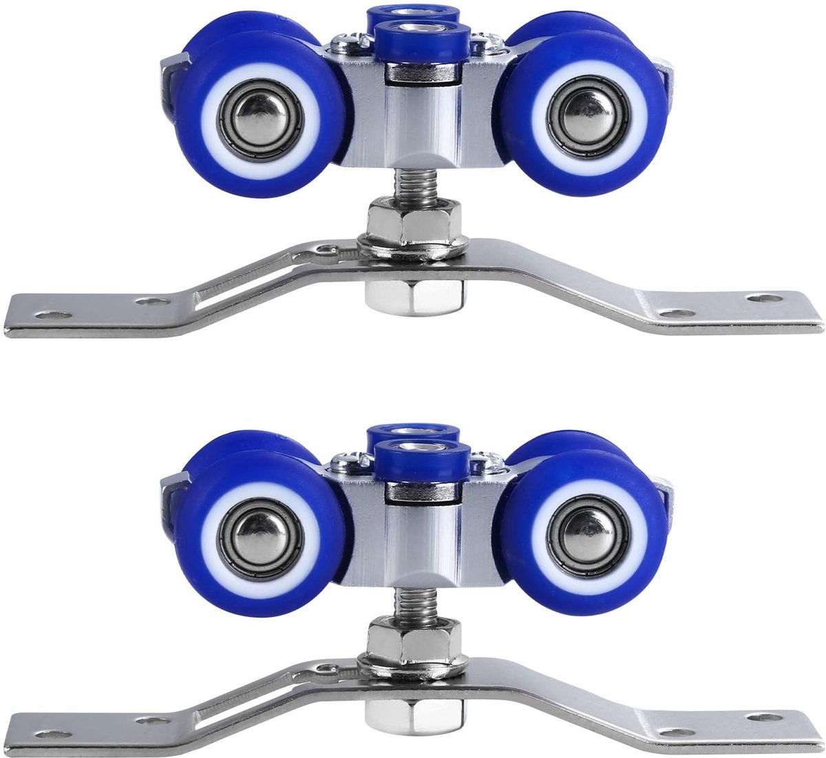 Dailygoods - Dailygoody - Schuifdeurbeslag - Roestvrij staal - 360 graden draaibaar - Blauw - Loopwieltjes - Geschikt voor binnendeuren - Vouwdeur
