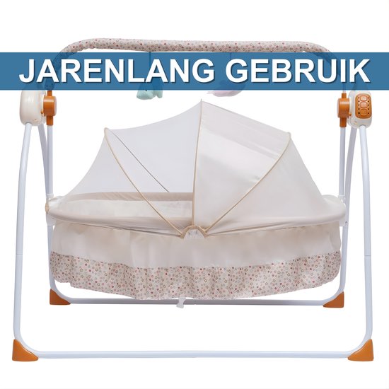 Elektrische Baby Wieg Schommel - Automatisch - 5 Snelheden - Baby Swing / Cradle Rocker - Voor 0-18 Maanden - Khaki — afbeelding 5