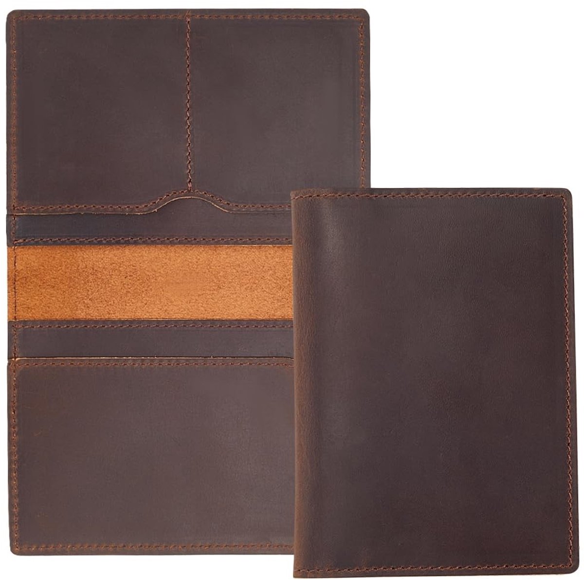 Dailygoods - Dailygoody - Paspoorthouder - Lederen portemonnee - Handgemaakt - Kokosbruin - Document organizer - Geschikt voor mannen en vrouwen - Rechthoekig formaat