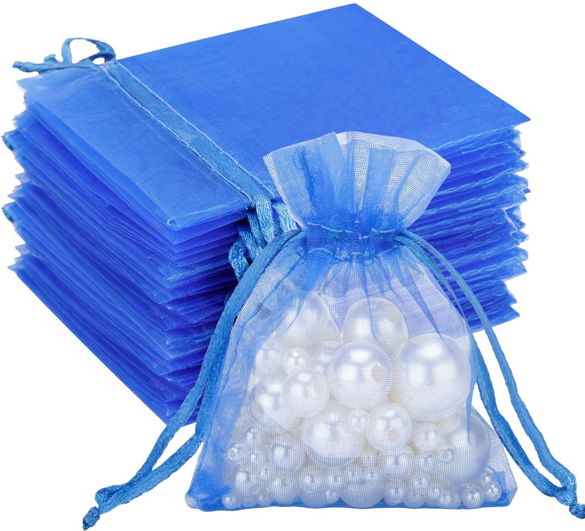 Dailygoody - Organza Zakjes - Cadeauzakjes - 50 Stuks - Blauw - Sieradenzakjes - Perfect voor Bruiloft en Geschenken