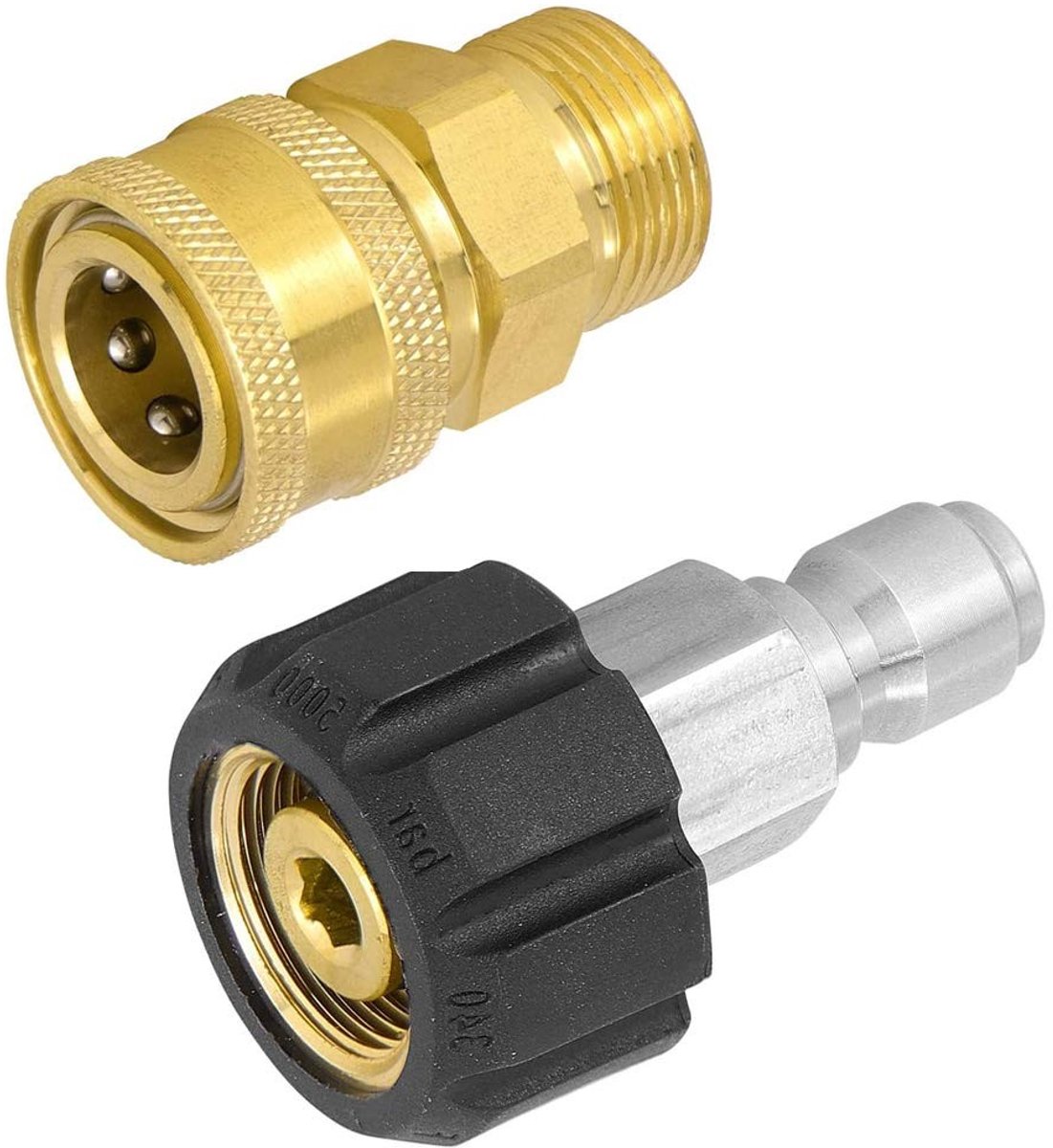 Dailygoody - Koppeling voor Hogedrukreiniger - Snel Los te Koppelen - Duurzaam en Slijtvast - Zwart - M22 Adapter - Handig voor Thuisgebruik - 2 Onder