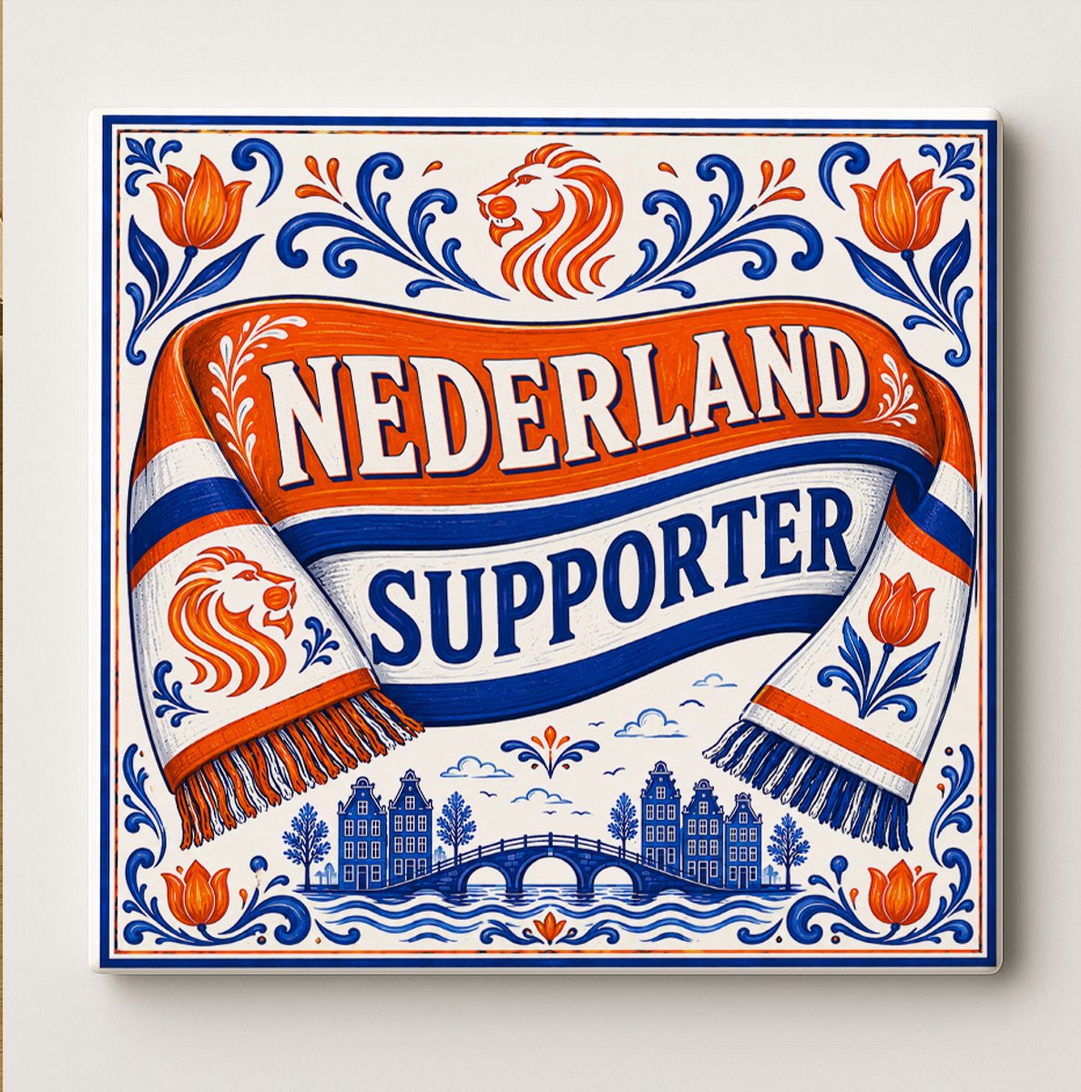 Nederland Supporter Decoratieve Keramische Tegel – Nederlandse Voetbal Fan Wandtegel – Ora