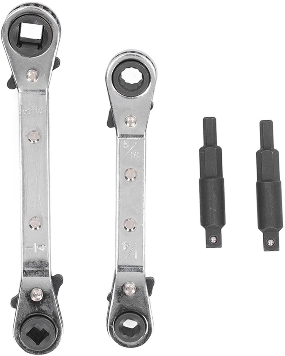 Dailygoody - HVAC-servicesleutel - Koelreparatiesleutelset - Compact en Draagbaar - 3/8 Inch en 1/4 Inch - Hoogwaardige Ratelsleutel - Geschikt voor A