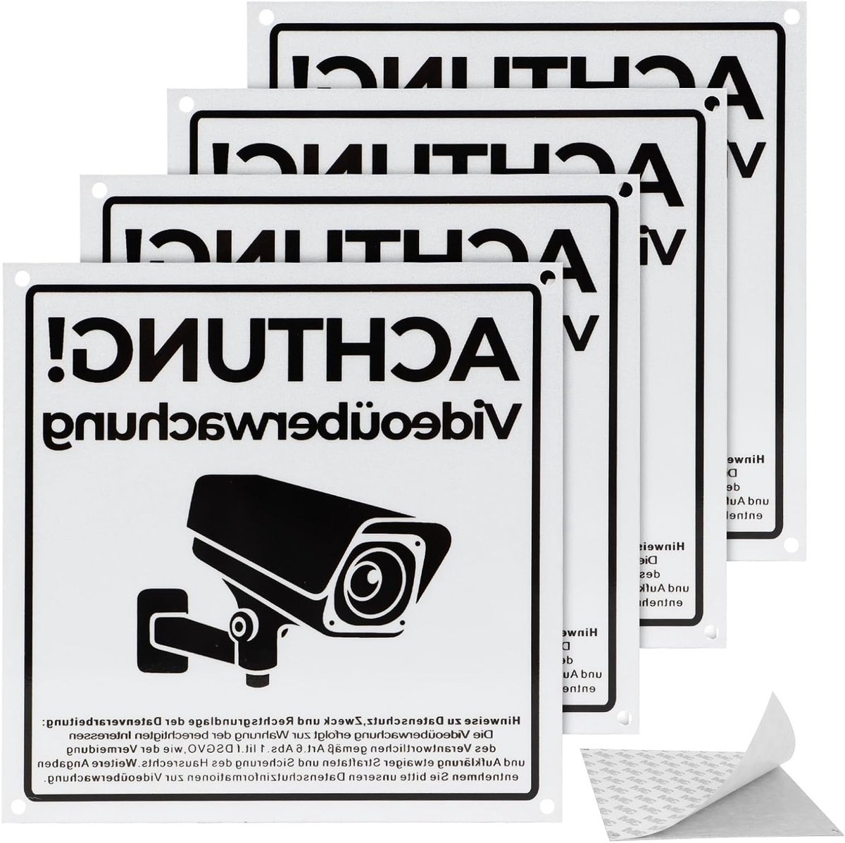 Waarschuwingsbord Video Surveillance - Informatie Bord voor Camera Bewaking met DSGVO Vermelding - 15 x 15 cm Aluminium Waarschuwingssignaal voor Beveiliging en Privacy