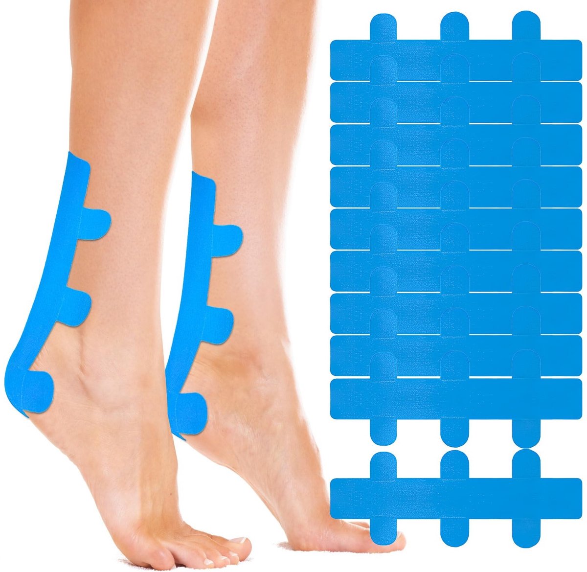 Dailygoods - Dailygoody - Kinesiotapes - Hielpezen Tape - Waterdicht en Elastisch - Blauw - Fysiotape voor Sportblessures - 10 Stuks - Geschikt voor Revalidatie