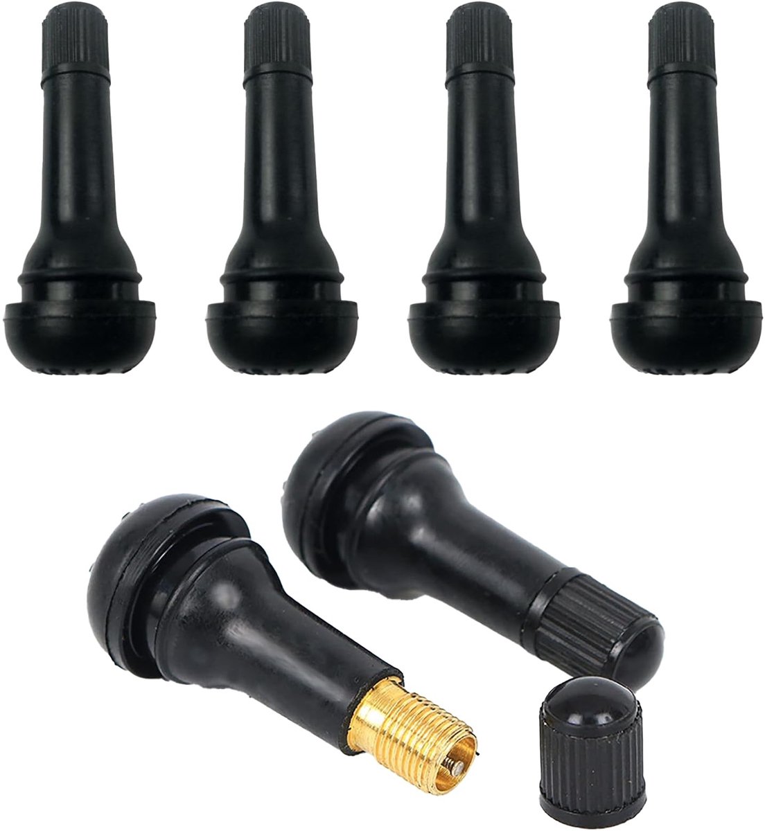 Dailygoods - Dailygoody - TR413 Zwart Rubberen Ventiel - Universele Autoventielen - Set van 6 - Hoogwaardige Rubber - Geschikt voor Diverse Voertuigen - Kleur Zwart