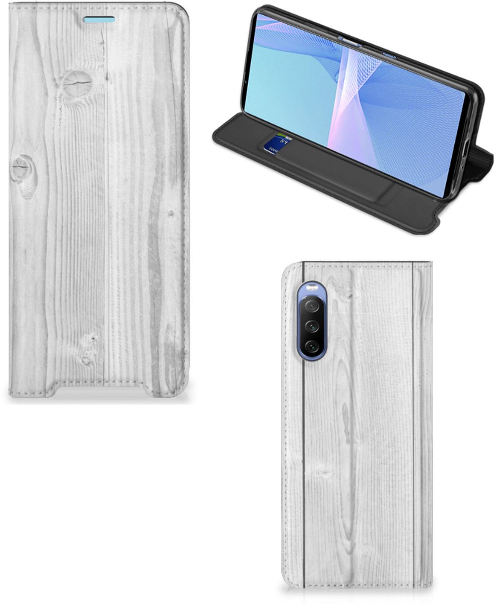 Sony Xperia 10 III Book Wallet Case White Wood