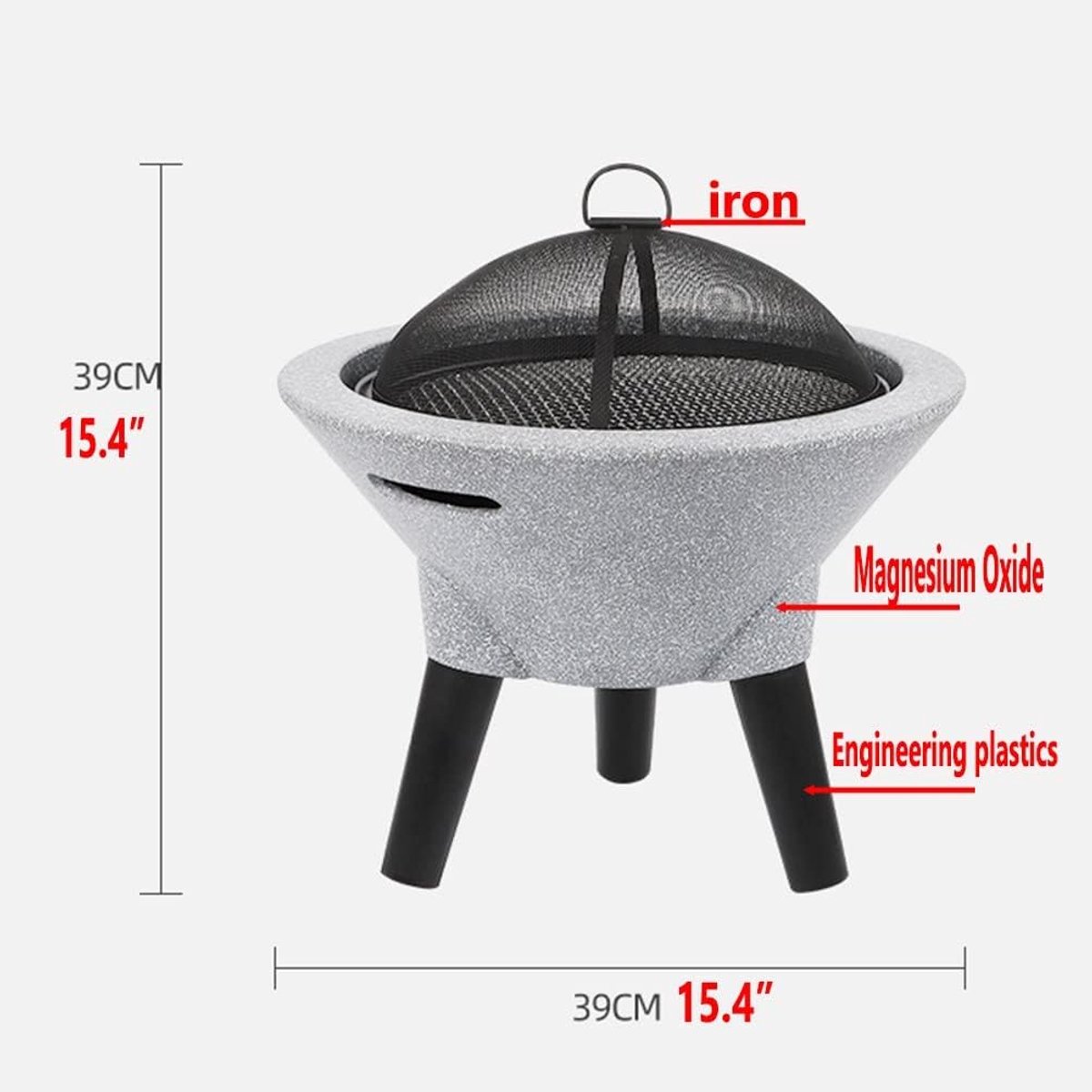 Vuurkorf Buiten Bellavero – Houten Brander BBQ en Vuurschaal Tafel Set – Outdoor Achtertuin Patio Open Haard – 360° Draaibaar Grillrooster – Eenvoudig te gebruiken – Veilig en Isolerende Vonken – Kit-1 Zwart