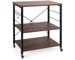 Magnetronkast - Keukenkast - Keukenrek Staand - Ovenkast - 60 x 40 x 73,5 cm - Organizers - Dubbele Draagplank - Aanrecht Organiser - Bruin