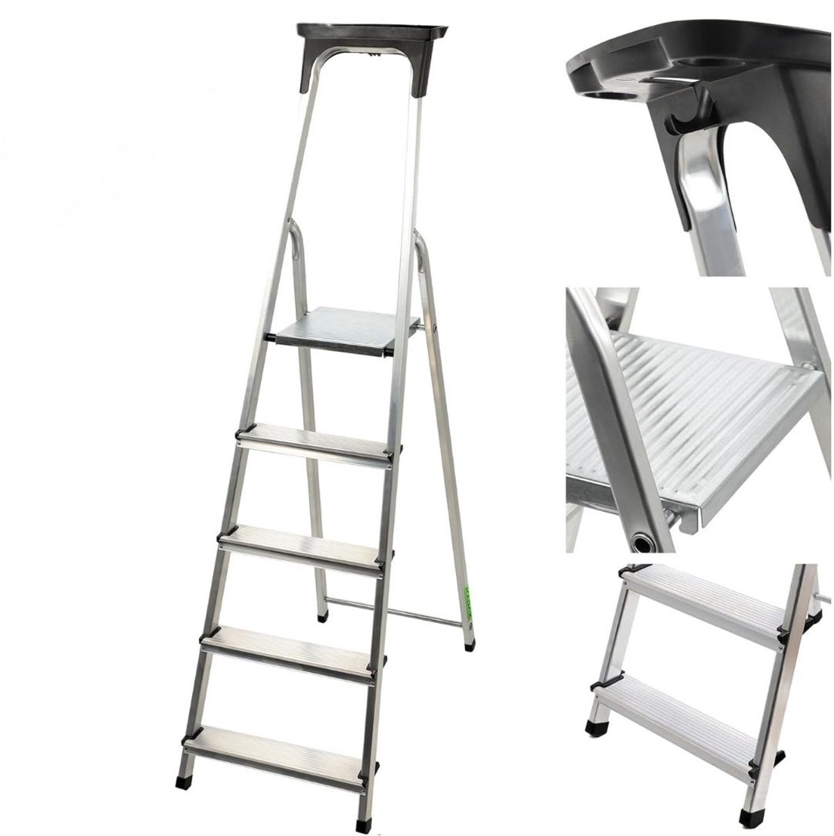 MMP® Huishoudtrap 5 Treden - Huishoudtrap - Keukentrap - Zilver - 48cm x 13cm x 193cm; 3.76 kg