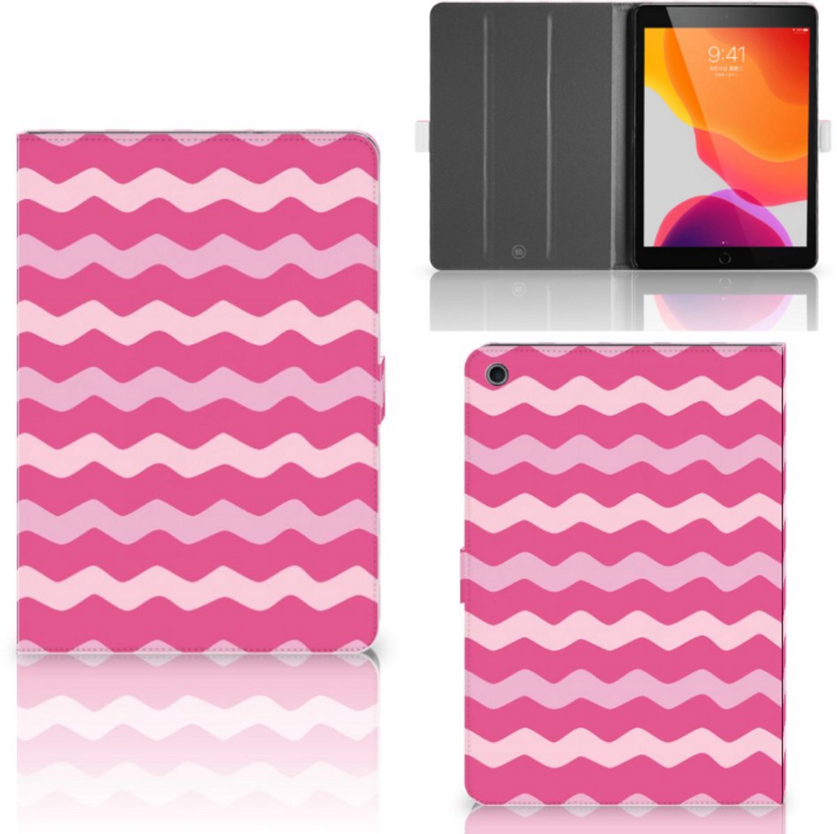 iPad 10.2 2019 | iPad 10.2 2020 | 10.2 2021 Tablet Hoes Waves Pink
