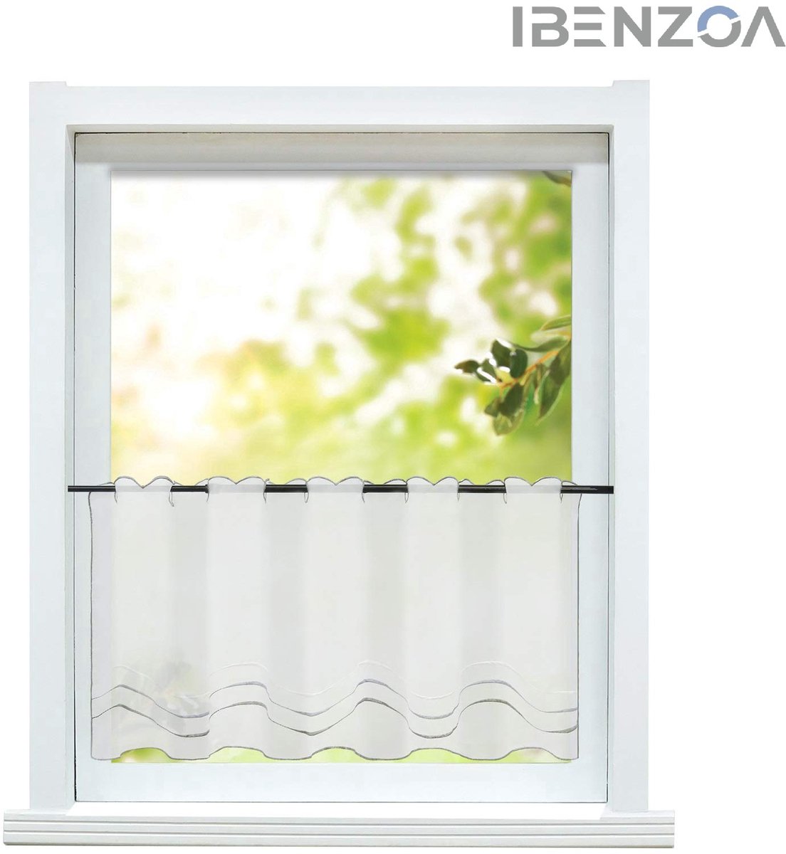 Ibenzoa Vitrage - Transparant - 45x120 cm - Voile