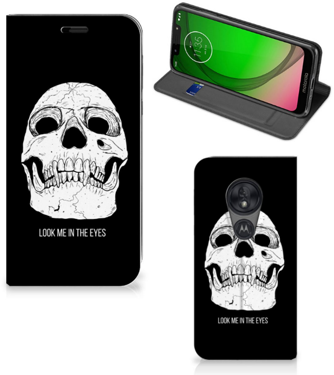 Mobiel BookCase Motorola Moto G7 Play Skull Eyes