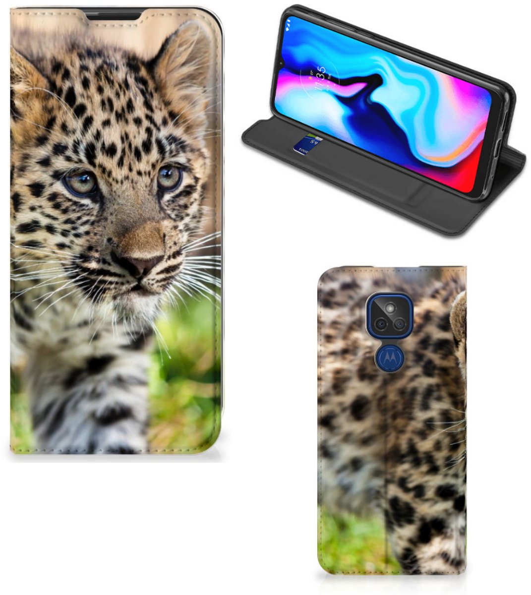 Motorola Moto G9 Play Hoesje maken Baby Luipaard