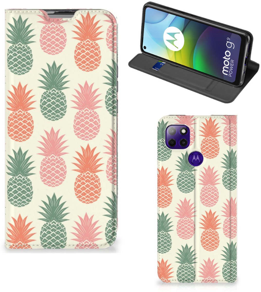 Motorola Moto G9 Power Flip Style Cover Ananas