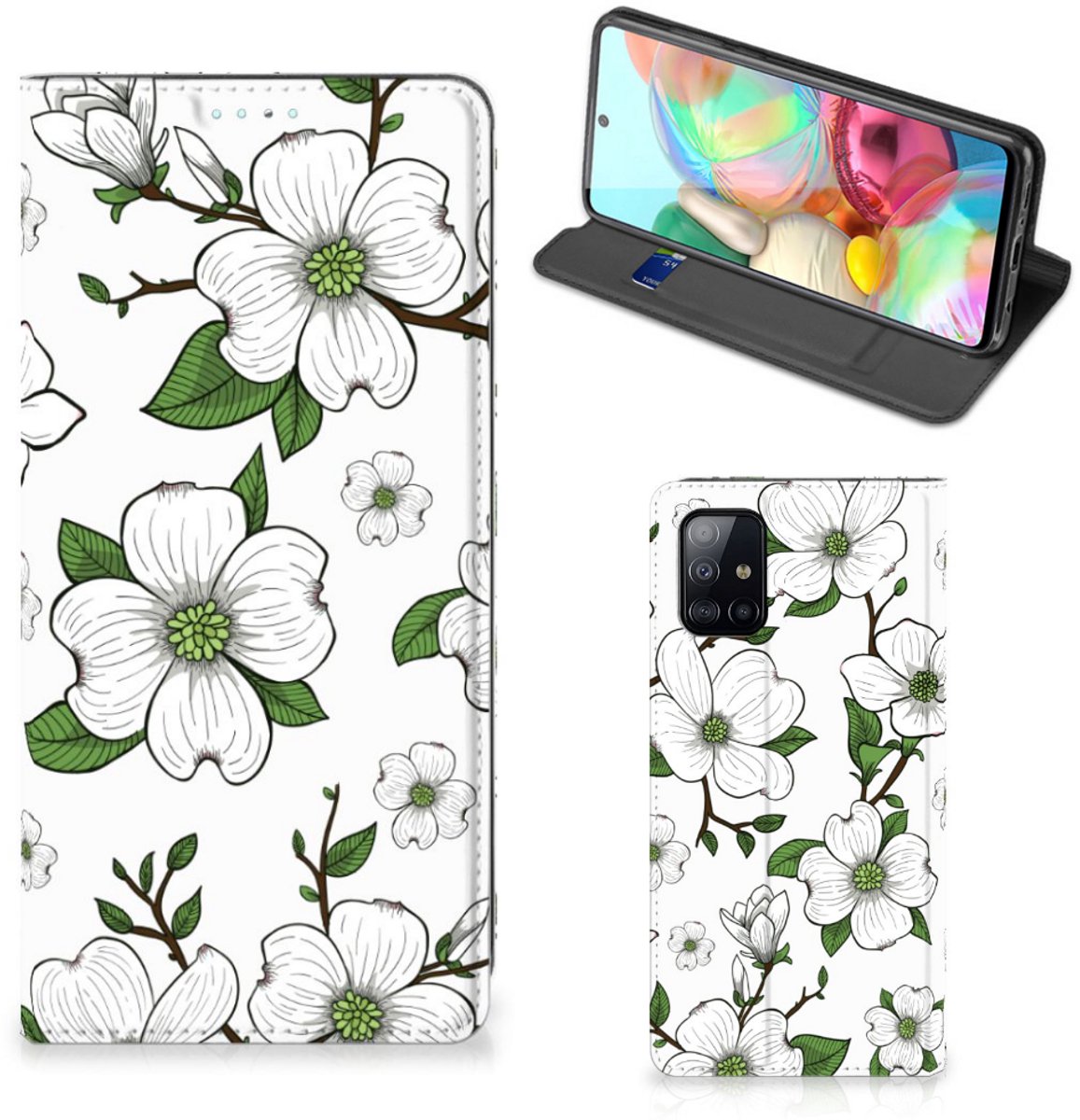 Book Case voor Samsung Galaxy A71 Smart Cover Dogwood Flowers