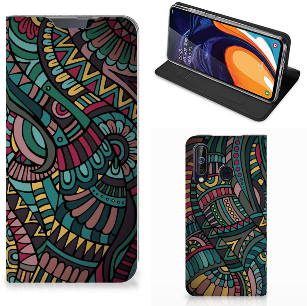 Book Case voor Samsung Galaxy A60 Hoesje met Magneet Aztec