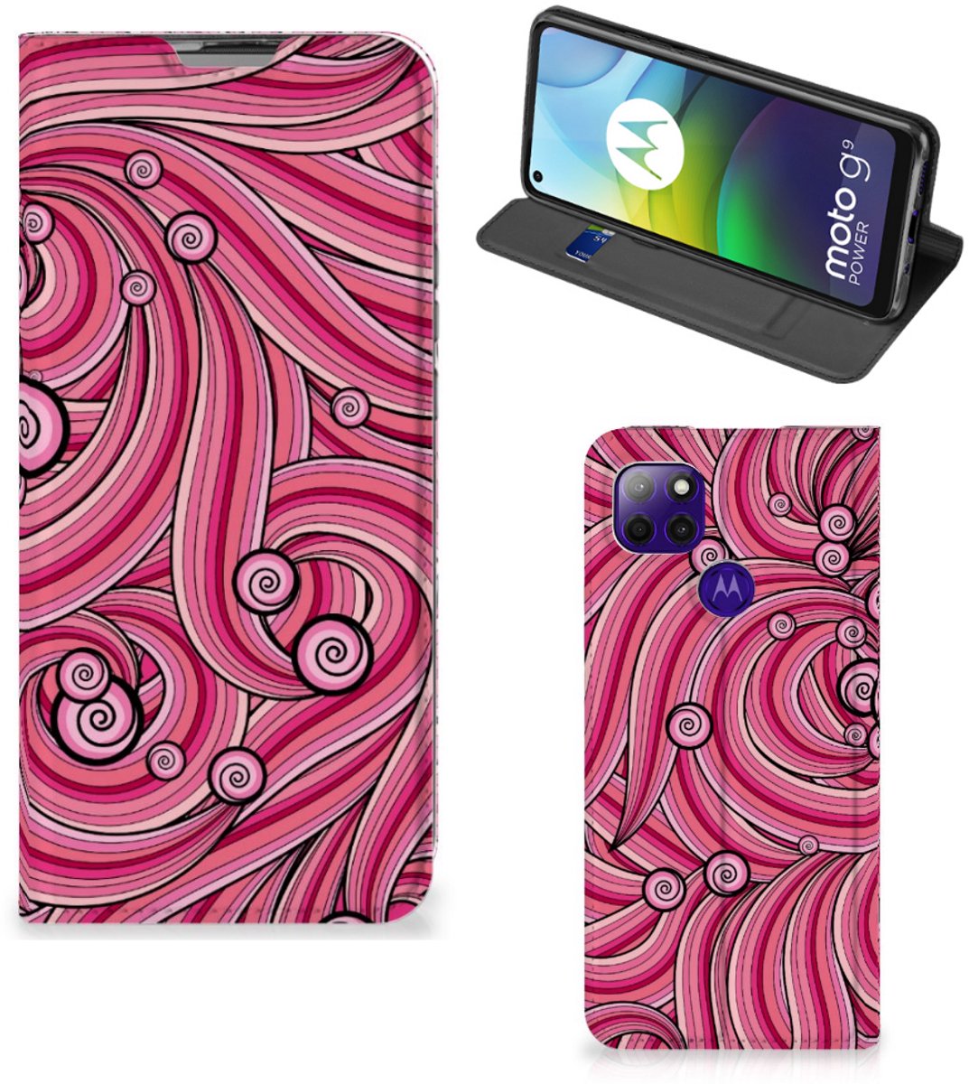 Book Case voor Motorola Moto G9 Power Bookcase Swirl Pink