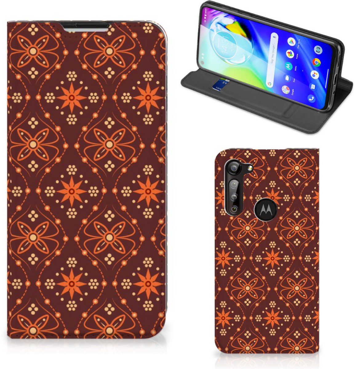 Motorola Moto G8 Power Hoesje met Magneet Batik Brown