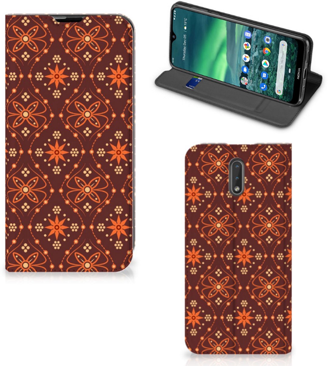 Nokia 2.3 Hoesje met Magneet Batik Brown