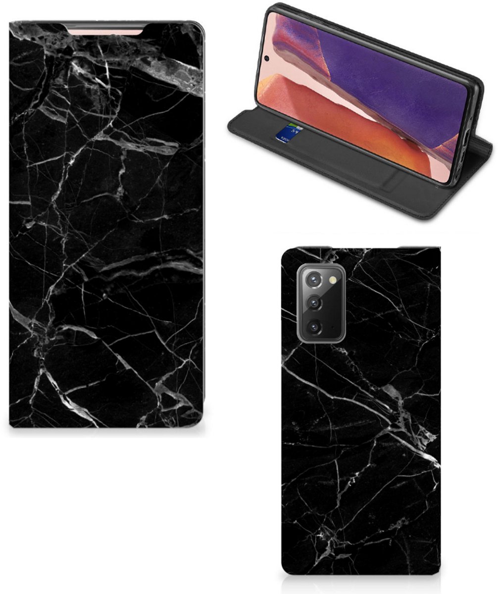 Samsung Galaxy Note20 Standcase Marmer Zwart - Origineel Cadeau Vader