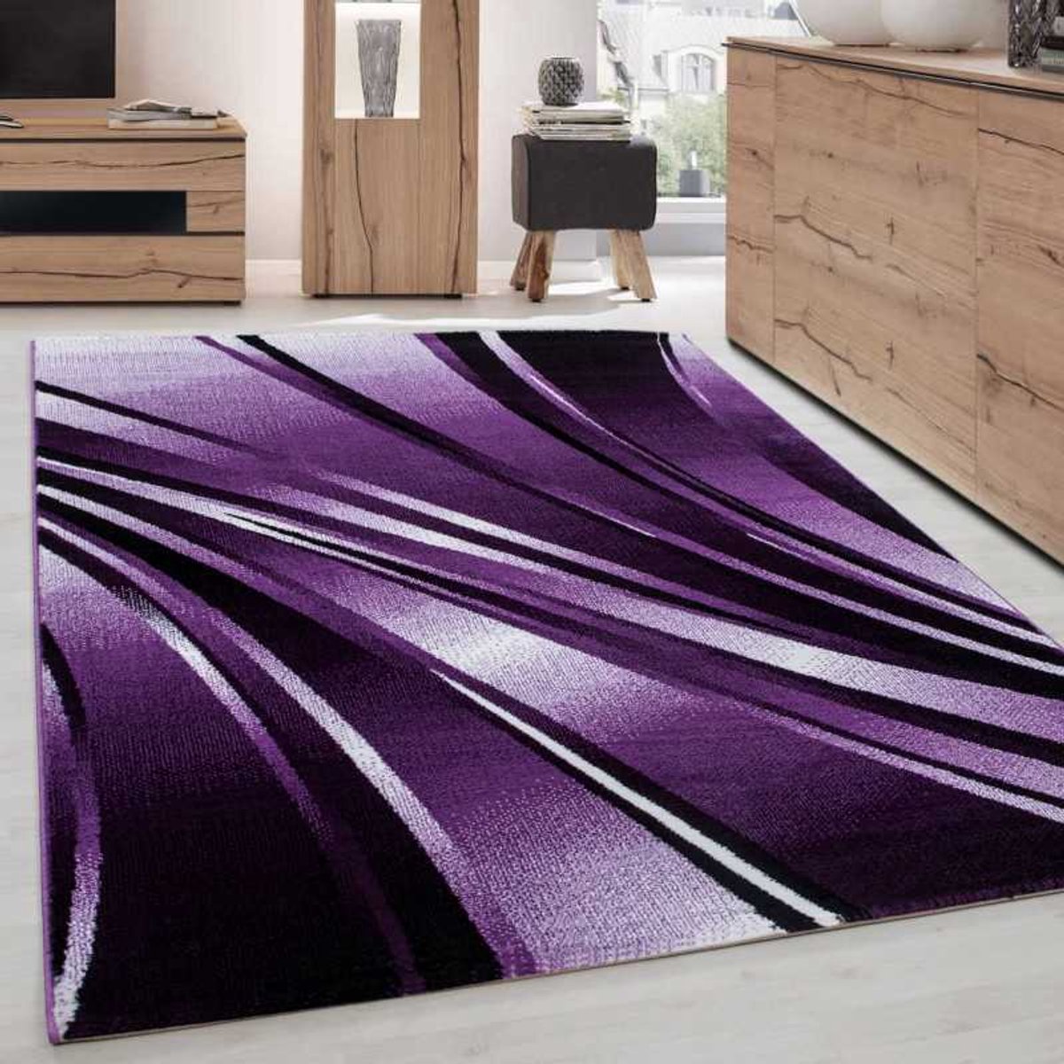 TapisTrend Designer tapijt Zwart-wit-lila 200x290 cm Modern design vloerkleed Parma 9210 PAARS