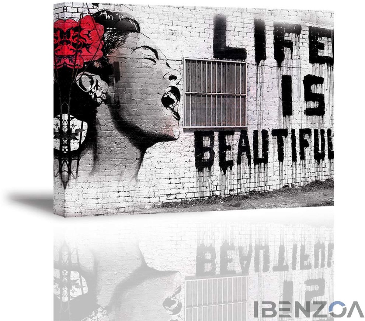 Ibenzoa Foto op waterdicht doek - Banksy - 30 x 40 cm - Canvas Multicolor