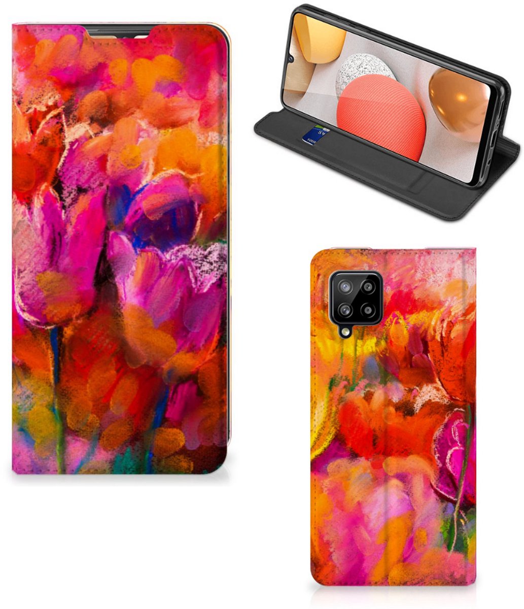 Bookcase Samsung Galaxy A42 Tulips