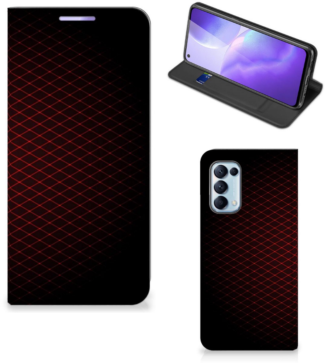 OPPO Find X3 Lite Hoesje met Magneet Geruit Rood