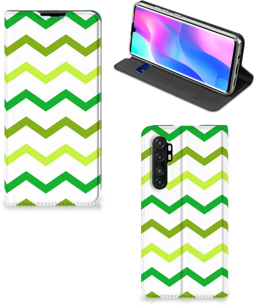 Xiaomi Mi Note 10 Lite Hoesje met Magneet Zigzag Groen