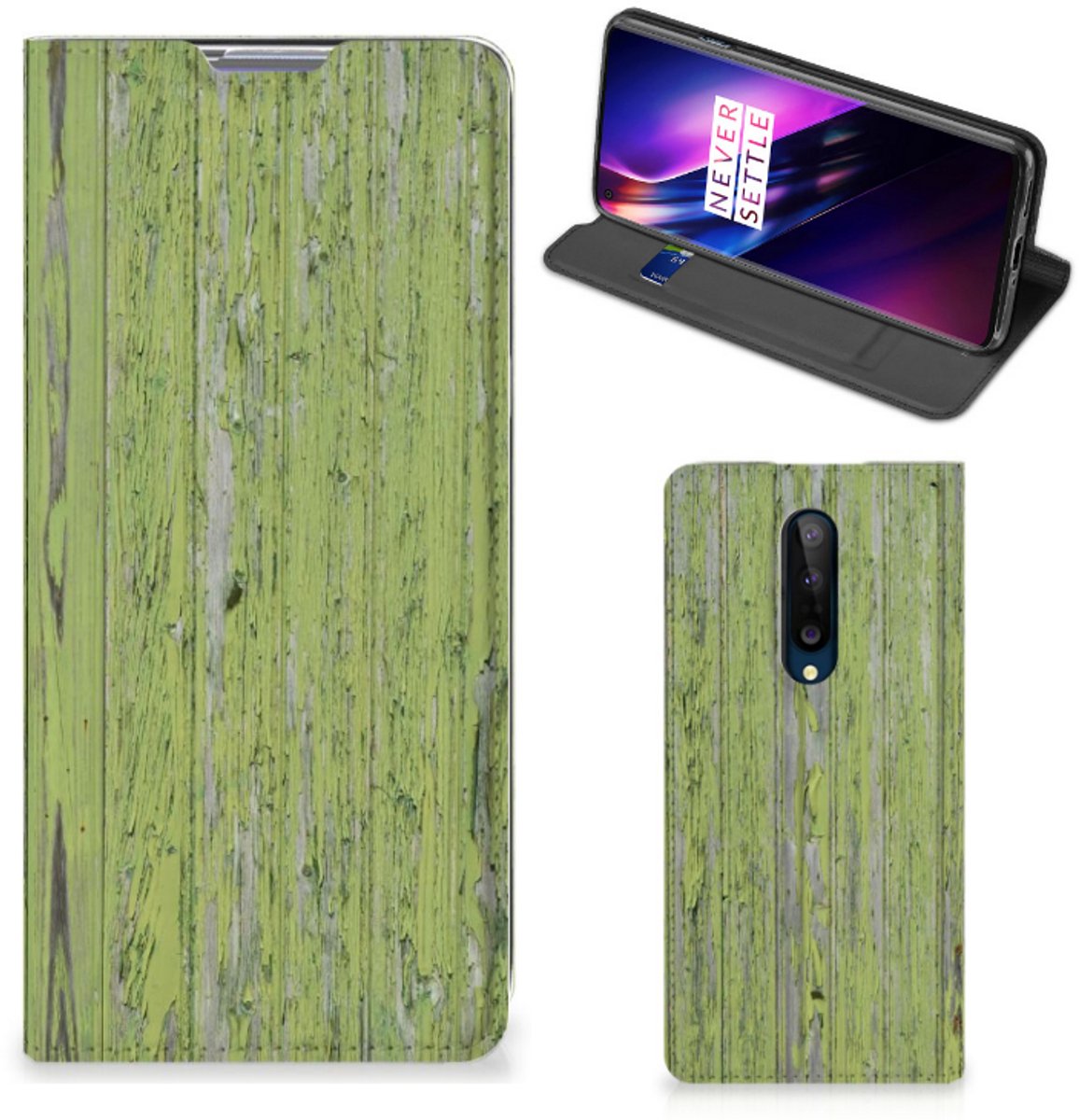 OnePlus 8 Book Wallet Case Green Wood