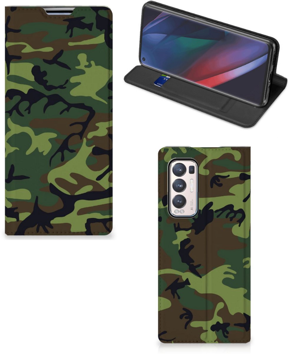 OPPO Find X3 Neo Hoesje met Magneet Army Dark