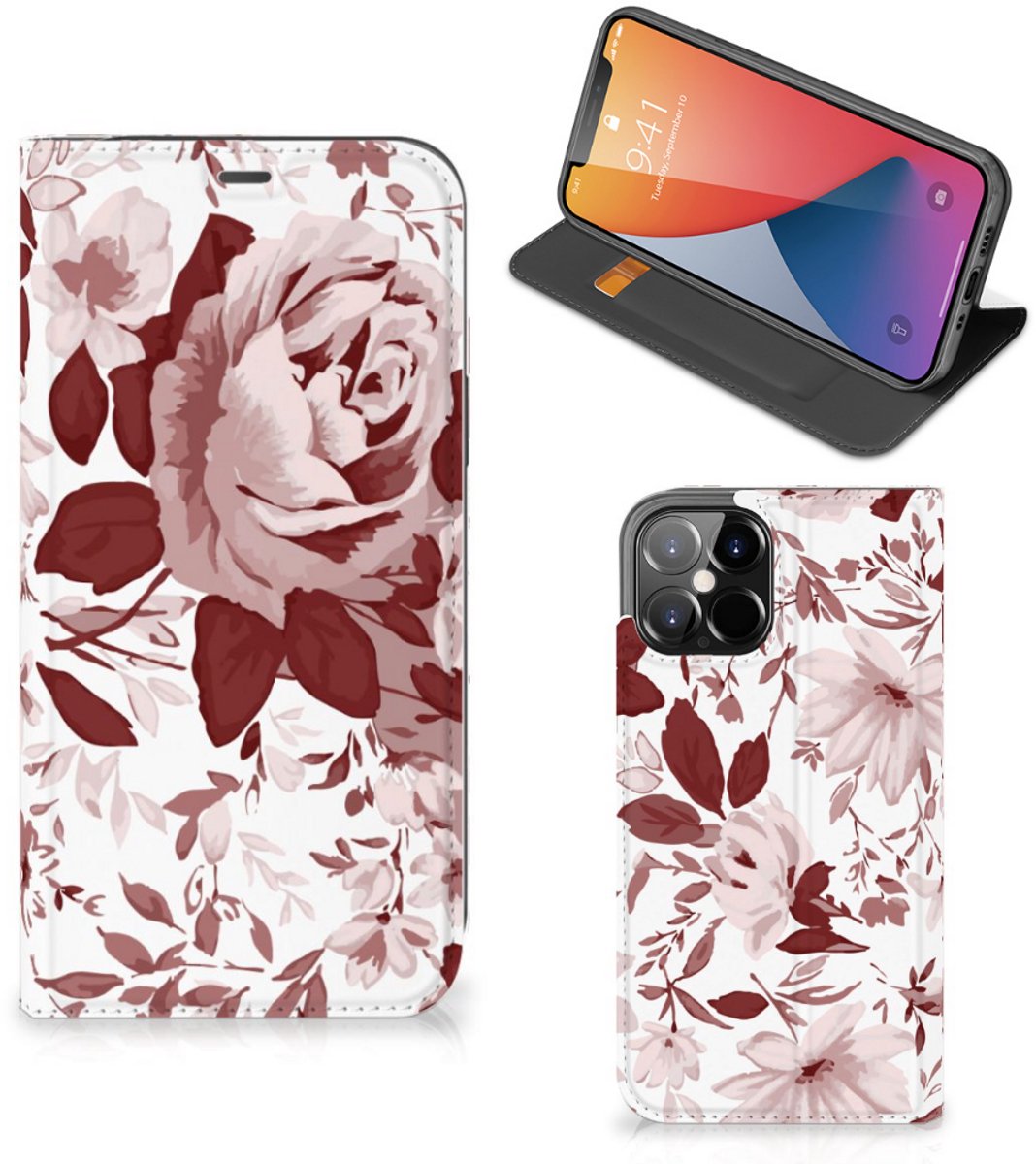 Standcase Hoesje voor Bookcase iPhone 12 Pro Max Watercolor Flowers