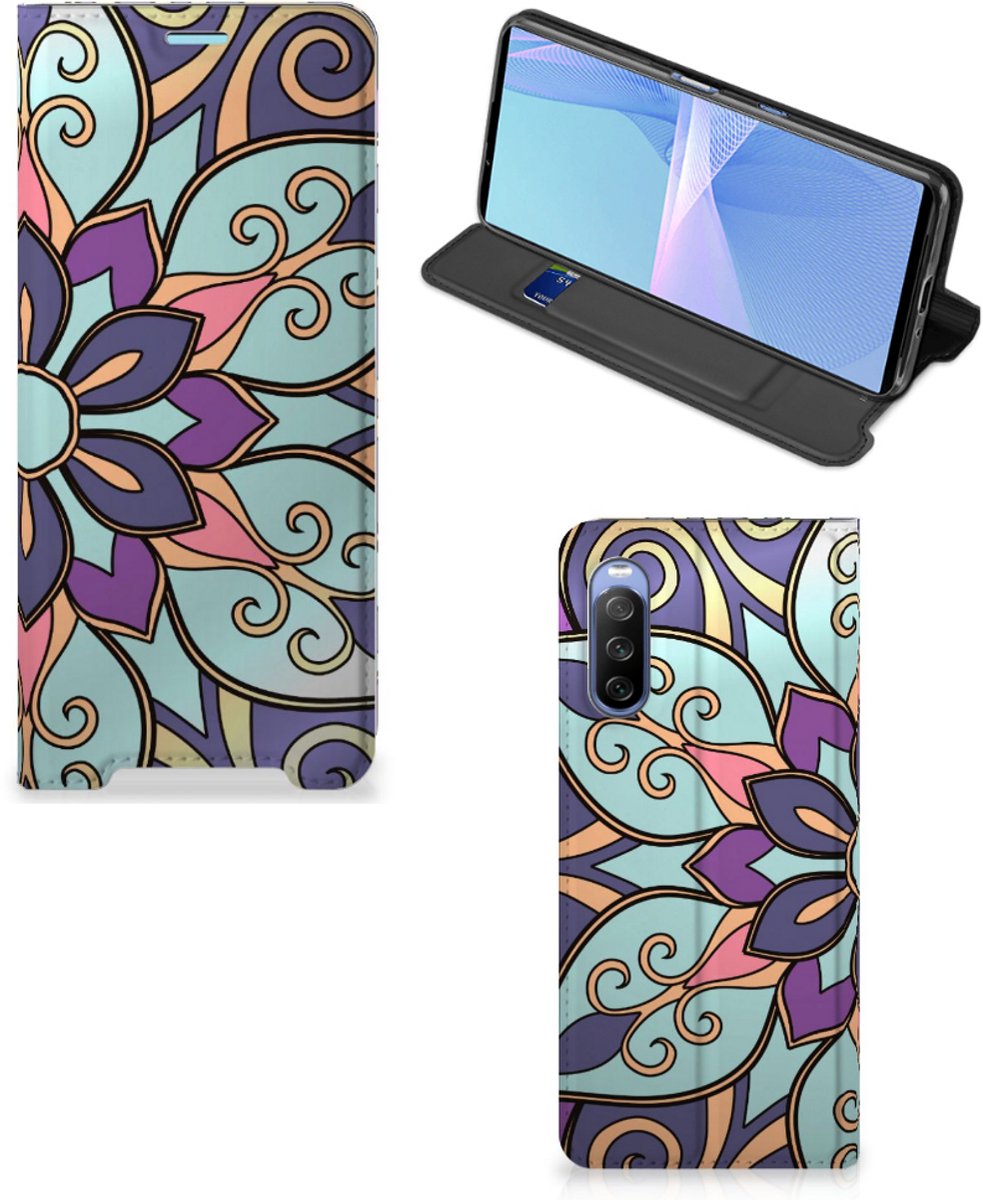 Sony Xperia 10 III Smart Cover Purple Flower